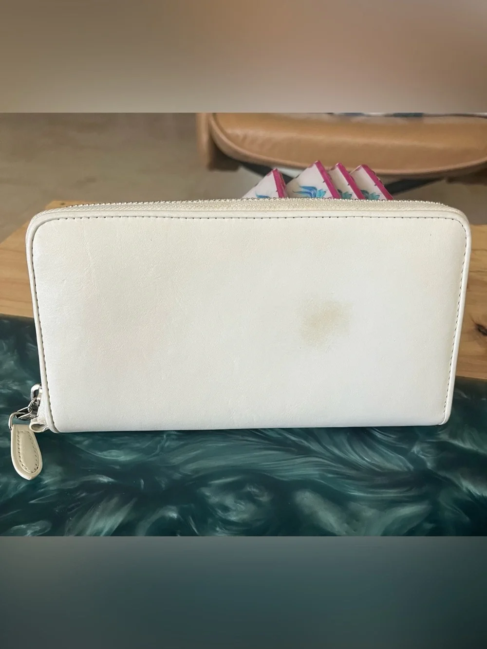 Ralph Lauren White Leather Women's Zip around wallet